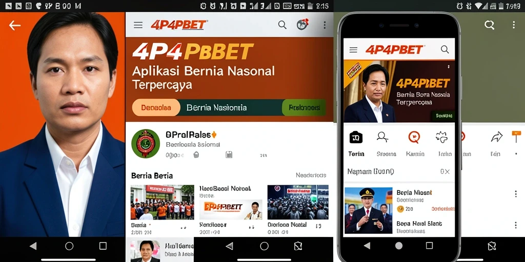 Tampilan antarmuka aplikasi 4P4PBET dengan berita nasional terbaru.