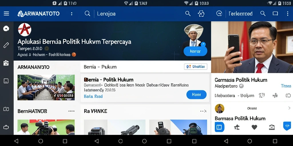 Tampilan antarmuka aplikasi ARWANATOTO untuk berita politik hukum.