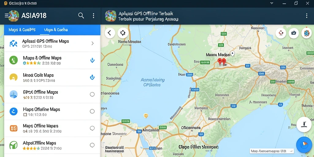 Tampilan antarmuka aplikasi GPS Offline ASIA918 yang user-friendly.