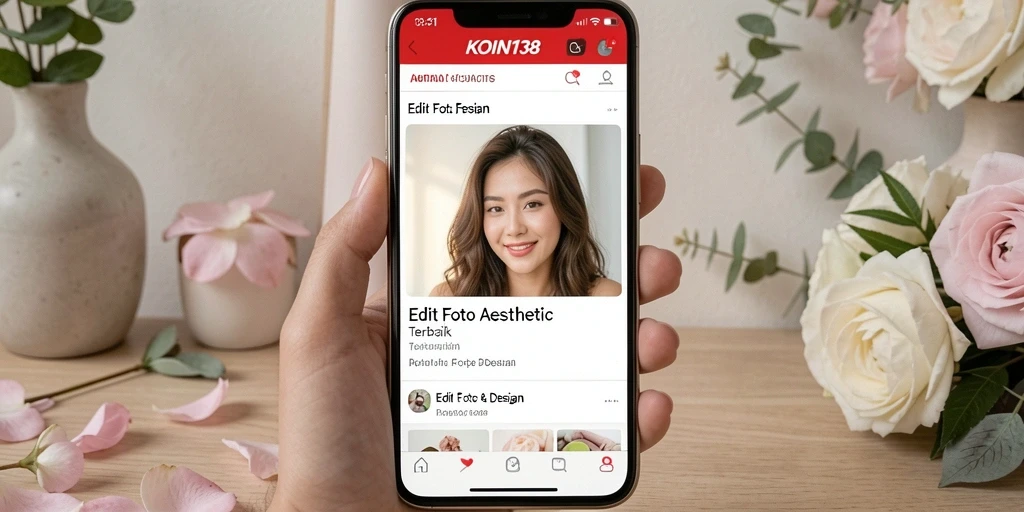 Tampilan antarmuka KOIN138 yang user-friendly saat mengedit foto aesthetic.