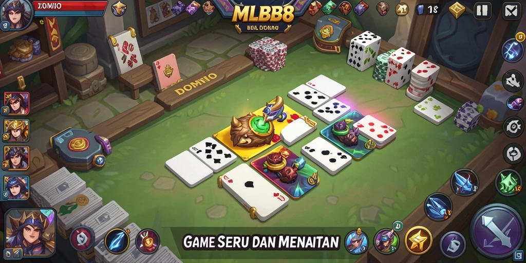 Tampilan antarmuka <strong>MLBB8</strong> yang menarik dan fungsional untuk bermain Domino.