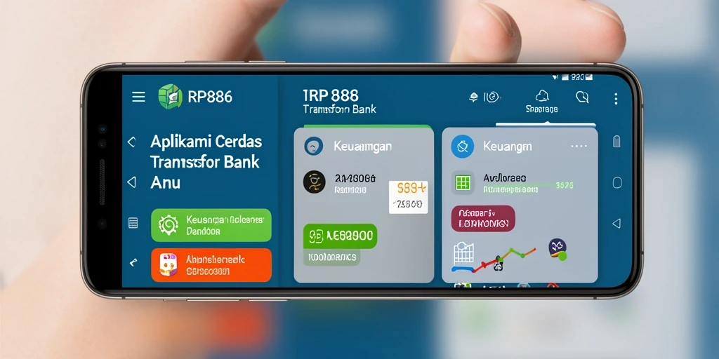 Screenshot utama RP886 menampilkan antarmuka Transfer Bank yang sederhana dan modern.